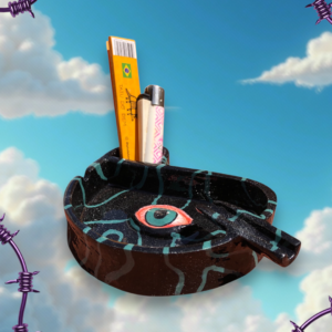 CINZEIRO COM SUPORTE PARA CIGARRO E PORTA ISQUEIRO